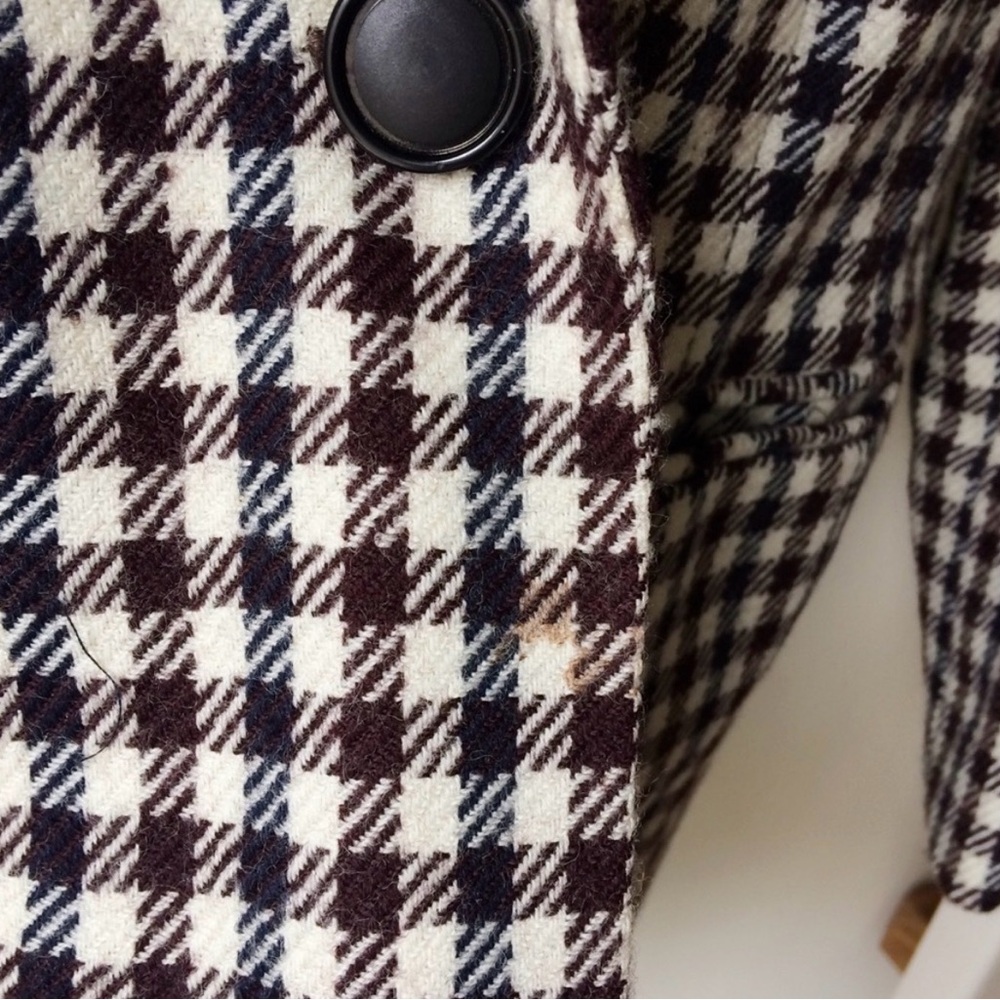 Wool small check long blazer with velvet lapel - Picture 5 of 8
